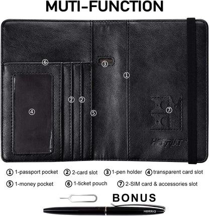 Leather Passport Holder Cover Case RFID Blocking Travel Wallets Card Case for Women Men(Coffee)