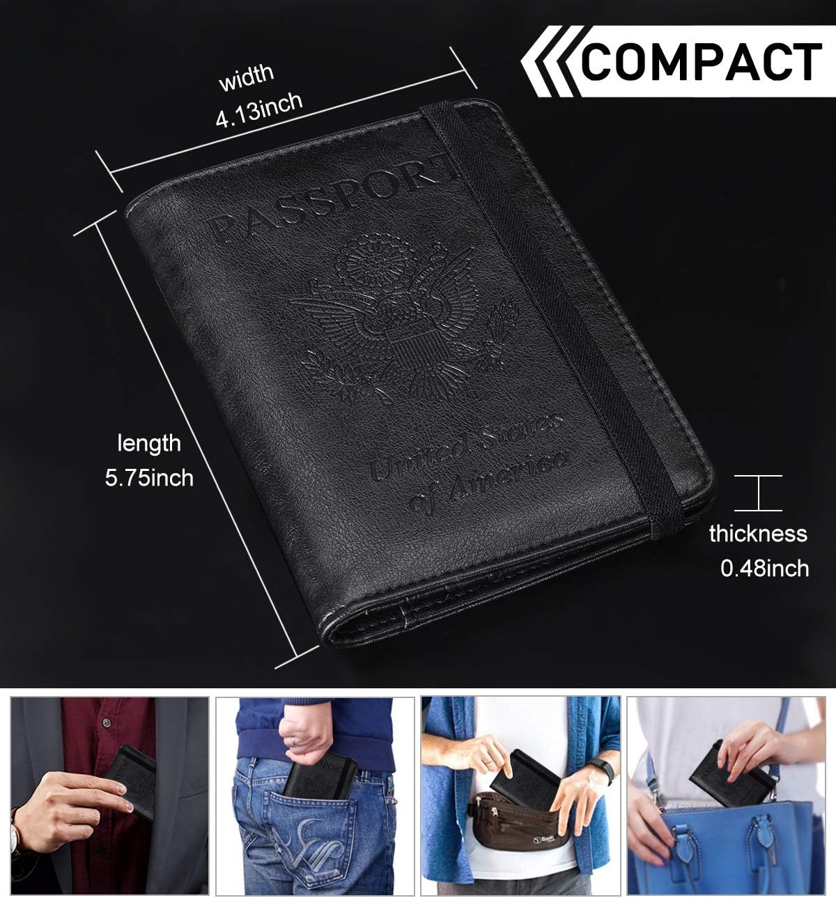 Leather Passport Holder Cover Case RFID Blocking Travel Wallets Card Case for Women Men(Coffee)