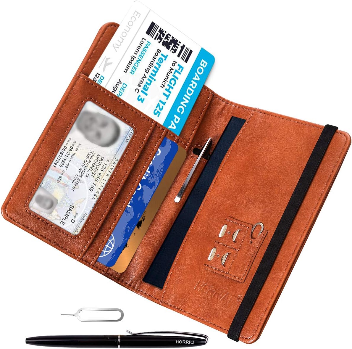 Leather Passport Holder Cover Case RFID Blocking Travel Wallets Card Case for Women Men(Coffee)