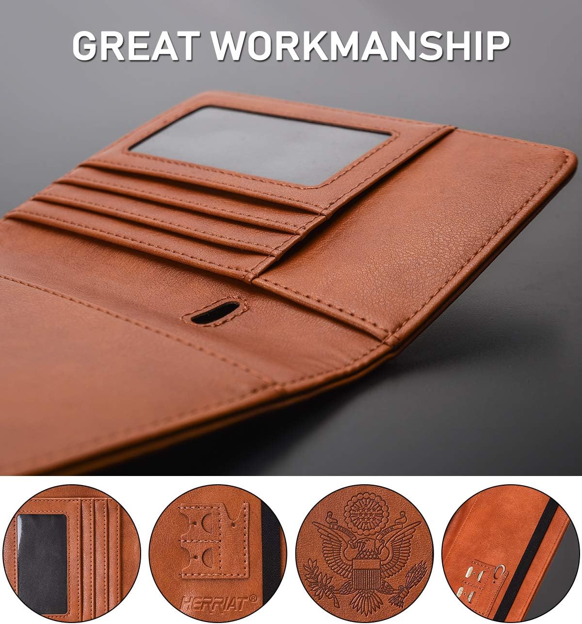 Leather Passport Holder Cover Case RFID Blocking Travel Wallets Card Case for Women Men(Coffee)
