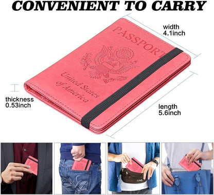 Leather Passport Holder Cover Case RFID Blocking Travel Wallets Card Case for Women Men(Coffee)