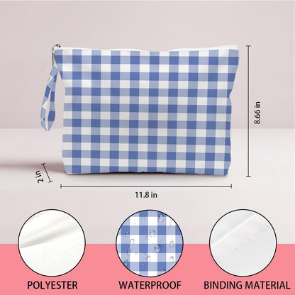 Wet Dry Bag, Wet Bag for Swimsuit, Diaper Sunscreen Large Zipper Pouch Waterproof Pouch, Beach Bags for Women, Pink and White Textured Plaid, Gifts for Ladies Girls Friends Colleagues and Sisters