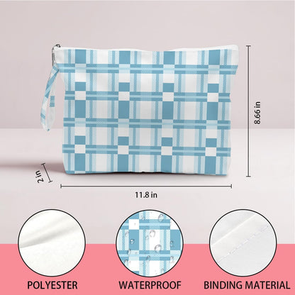 Wet Dry Bag, Wet Bag for Swimsuit, Diaper Sunscreen Large Zipper Pouch Waterproof Pouch, Beach Bags for Women, Pink and White Textured Plaid, Gifts for Ladies Girls Friends Colleagues and Sisters