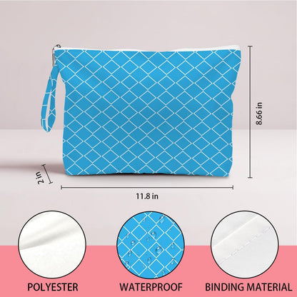 Wet Dry Bag, Wet Bag for Swimsuit, Diaper Sunscreen Large Zipper Pouch Waterproof Pouch, Beach Bags for Women, Pink and White Textured Plaid, Gifts for Ladies Girls Friends Colleagues and Sisters