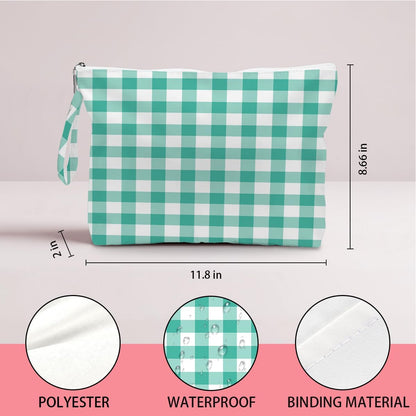 Wet Dry Bag, Wet Bag for Swimsuit, Diaper Sunscreen Large Zipper Pouch Waterproof Pouch, Beach Bags for Women, Pink and White Textured Plaid, Gifts for Ladies Girls Friends Colleagues and Sisters