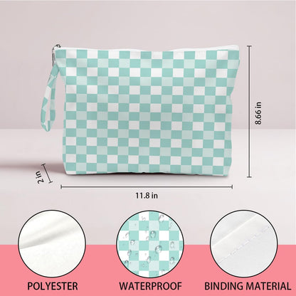 Wet Dry Bag, Wet Bag for Swimsuit, Diaper Sunscreen Large Zipper Pouch Waterproof Pouch, Beach Bags for Women, Pink and White Textured Plaid, Gifts for Ladies Girls Friends Colleagues and Sisters