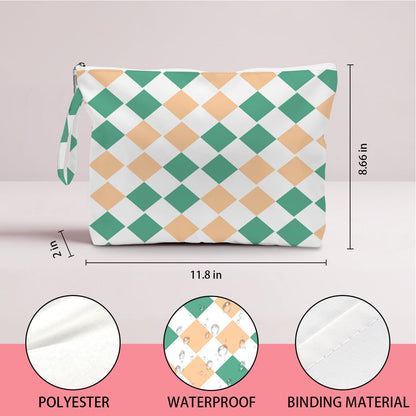Wet Dry Bag, Wet Bag for Swimsuit, Diaper Sunscreen Large Zipper Pouch Waterproof Pouch, Beach Bags for Women, Pink and White Textured Plaid, Gifts for Ladies Girls Friends Colleagues and Sisters