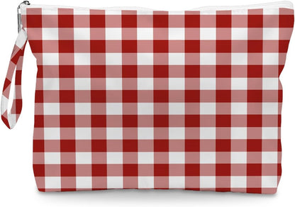 Wet Dry Bag, Wet Bag for Swimsuit, Diaper Sunscreen Large Zipper Pouch Waterproof Pouch, Beach Bags for Women, Pink and White Textured Plaid, Gifts for Ladies Girls Friends Colleagues and Sisters