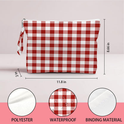 Wet Dry Bag, Wet Bag for Swimsuit, Diaper Sunscreen Large Zipper Pouch Waterproof Pouch, Beach Bags for Women, Pink and White Textured Plaid, Gifts for Ladies Girls Friends Colleagues and Sisters