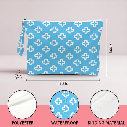 Wet Dry Bag, Wet Bag for Swimsuit, Diaper Sunscreen Large Zipper Pouch Waterproof Pouch, Beach Bags for Women, Pink and White Textured Plaid, Gifts for Ladies Girls Friends Colleagues and Sisters