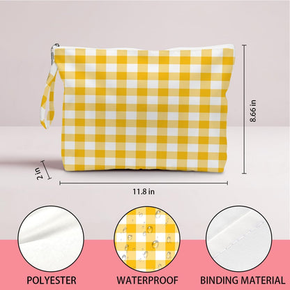 Wet Dry Bag, Wet Bag for Swimsuit, Diaper Sunscreen Large Zipper Pouch Waterproof Pouch, Beach Bags for Women, Pink and White Textured Plaid, Gifts for Ladies Girls Friends Colleagues and Sisters