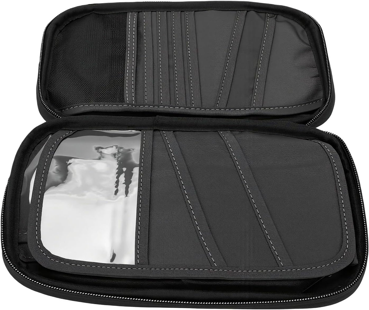 banapoy Family Passport Holder, Travel Document Organizer, Blocking Wallet with 4 Passport Slots 11 Card Pockets Zippered Pocket Detachable Wrist Strap for Men Women Family Travel (23 * 13 * 3 CM)