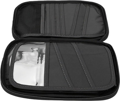 banapoy Family Passport Holder, Travel Document Organizer, Blocking Wallet with 4 Passport Slots 11 Card Pockets Zippered Pocket Detachable Wrist Strap for Men Women Family Travel (23 * 13 * 3 CM)