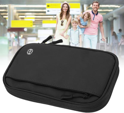 banapoy Family Passport Holder, Travel Document Organizer, Blocking Wallet with 4 Passport Slots 11 Card Pockets Zippered Pocket Detachable Wrist Strap for Men Women Family Travel (23 * 13 * 3 CM)