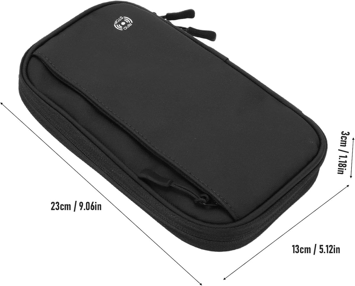 banapoy Family Passport Holder, Travel Document Organizer, Blocking Wallet with 4 Passport Slots 11 Card Pockets Zippered Pocket Detachable Wrist Strap for Men Women Family Travel (23 * 13 * 3 CM)