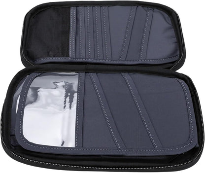 banapoy Family Passport Holder, Travel Document Organizer, Blocking Wallet with 4 Passport Slots 11 Card Pockets Zippered Pocket Detachable Wrist Strap for Men Women Family Travel (23 * 13 * 3 CM)