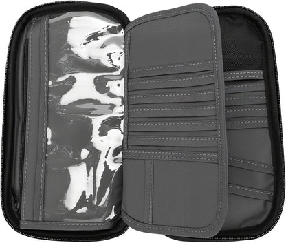banapoy Family Passport Holder, Travel Document Organizer, Blocking Wallet with 4 Passport Slots 11 Card Pockets Zippered Pocket Detachable Wrist Strap for Men Women Family Travel (23 * 13 * 3 CM)