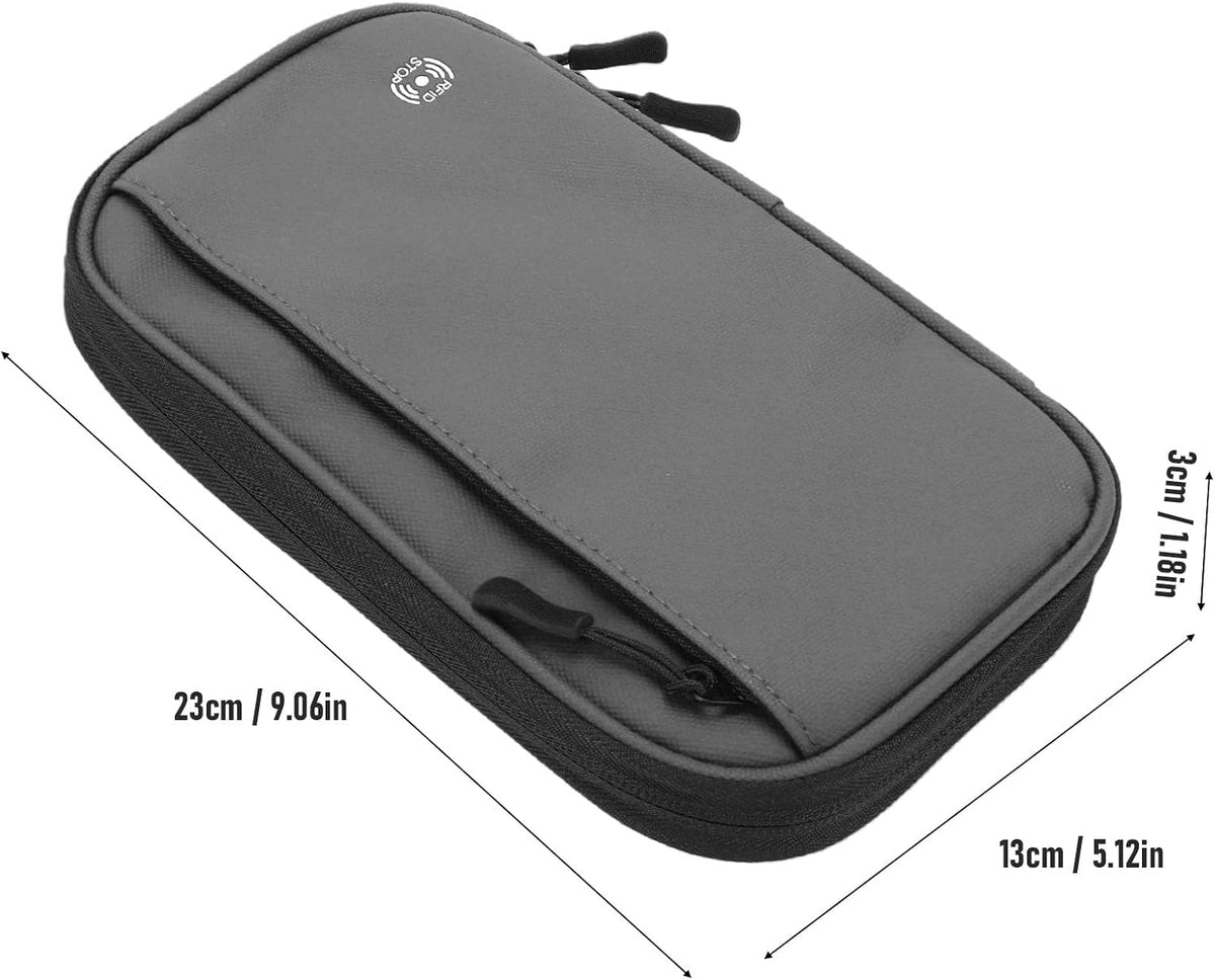 banapoy Family Passport Holder, Travel Document Organizer, Blocking Wallet with 4 Passport Slots 11 Card Pockets Zippered Pocket Detachable Wrist Strap for Men Women Family Travel (23 * 13 * 3 CM)