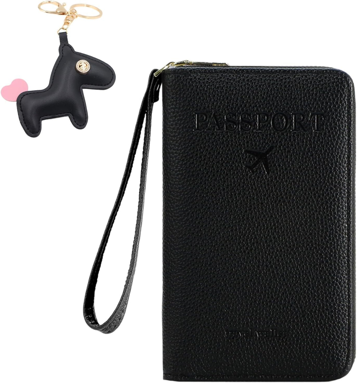 Multi-Functional Passport Holder Cover with Purse Charms,Premium Travel Wallet RFID Blocking Passport Cover Card Case for Holds Phones, Passports, Cash, Cards & Boarding Passes-Brown