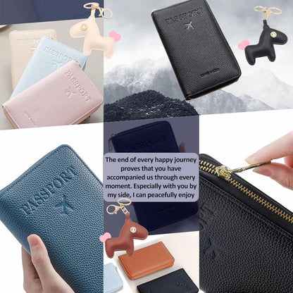 Multi-Functional Passport Holder Cover with Purse Charms,Premium Travel Wallet RFID Blocking Passport Cover Card Case for Holds Phones, Passports, Cash, Cards & Boarding Passes-Brown