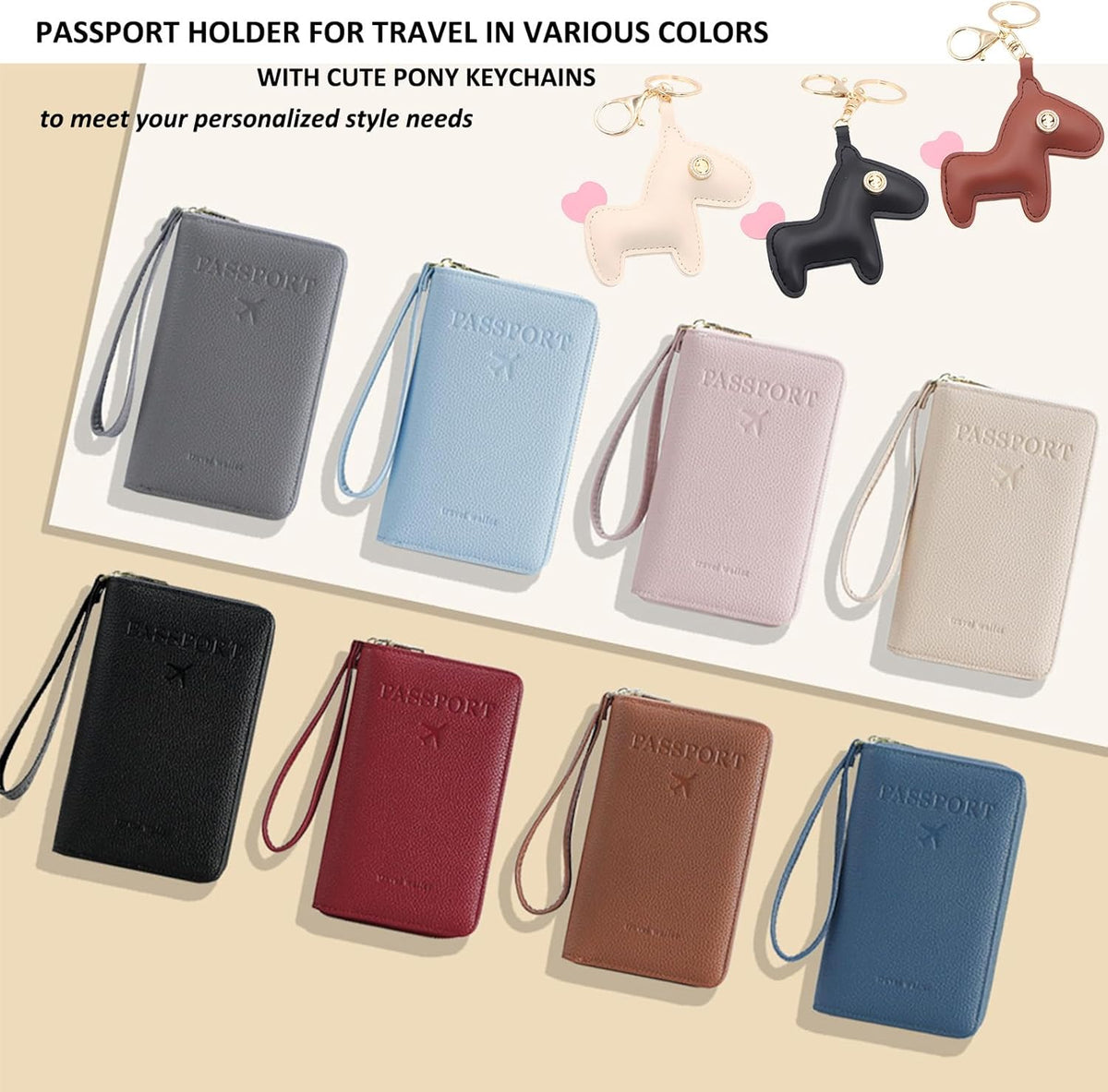 Multi-Functional Passport Holder Cover with Purse Charms,Premium Travel Wallet RFID Blocking Passport Cover Card Case for Holds Phones, Passports, Cash, Cards & Boarding Passes-Brown