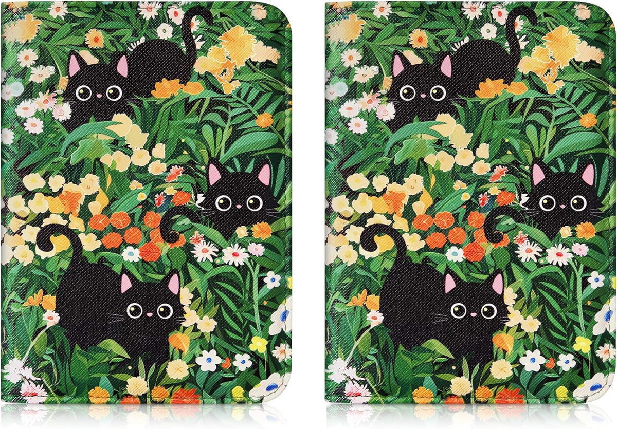 Mayski Passport Holder for Travel, Cute Passport Cover for Men and Women, 2 Pack family Passport Wallet, Flowers