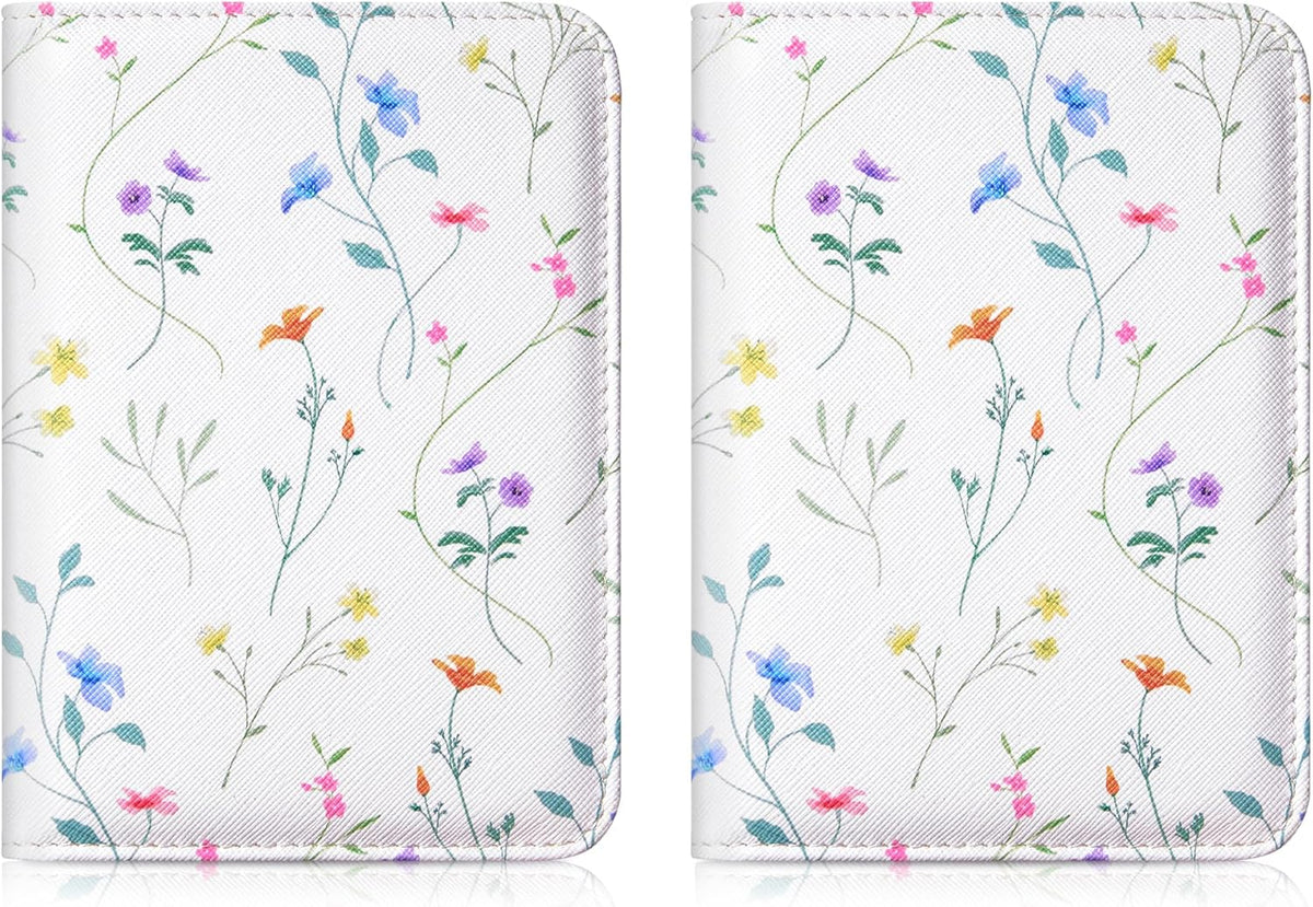 Mayski Passport Holder for Travel, Cute Passport Cover for Men and Women, 2 Pack family Passport Wallet, Flowers