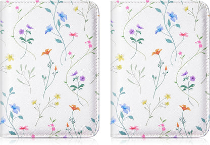 Mayski Passport Holder for Travel, Cute Passport Cover for Men and Women, 2 Pack family Passport Wallet, Flowers