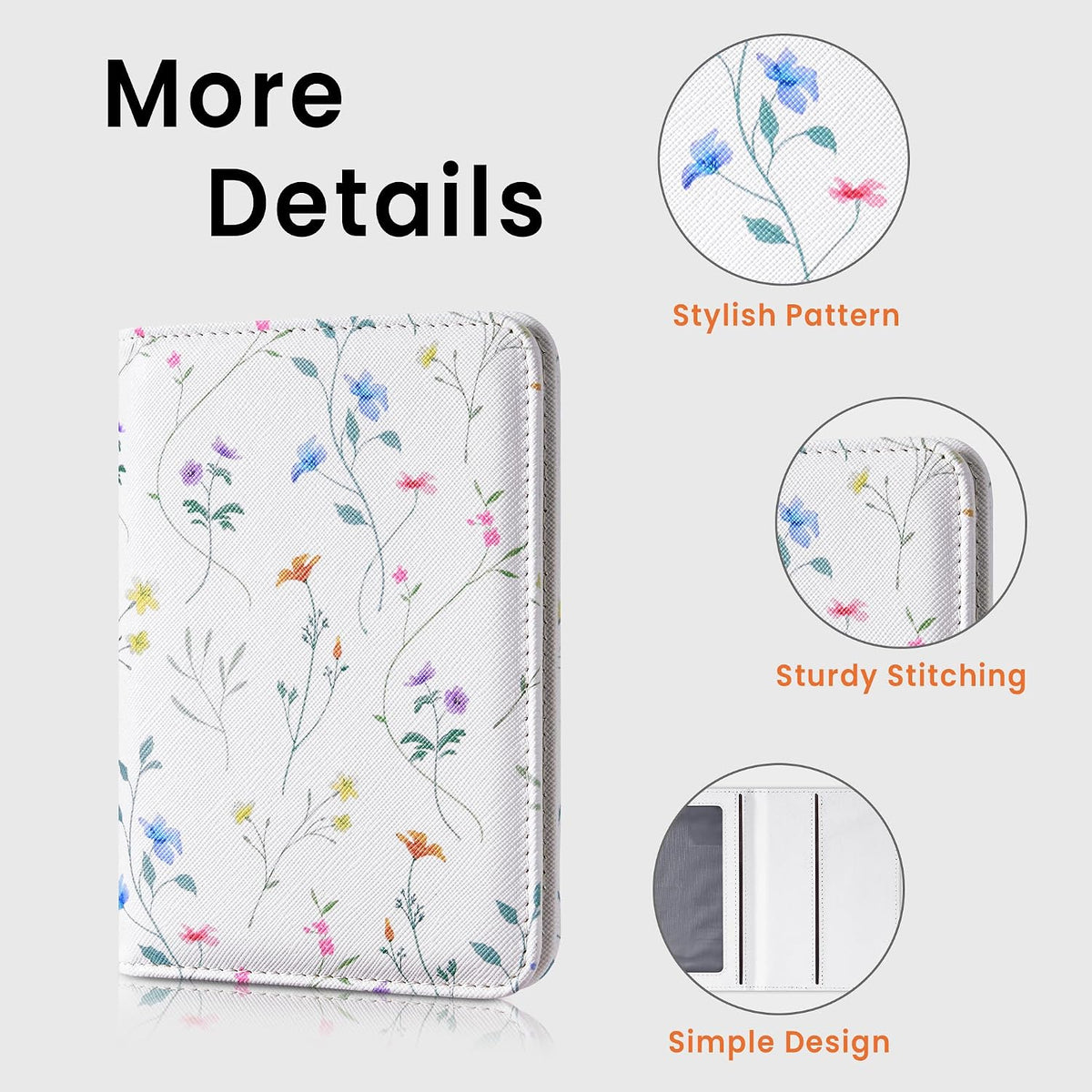 Mayski Passport Holder for Travel, Cute Passport Cover for Men and Women, 2 Pack family Passport Wallet, Flowers