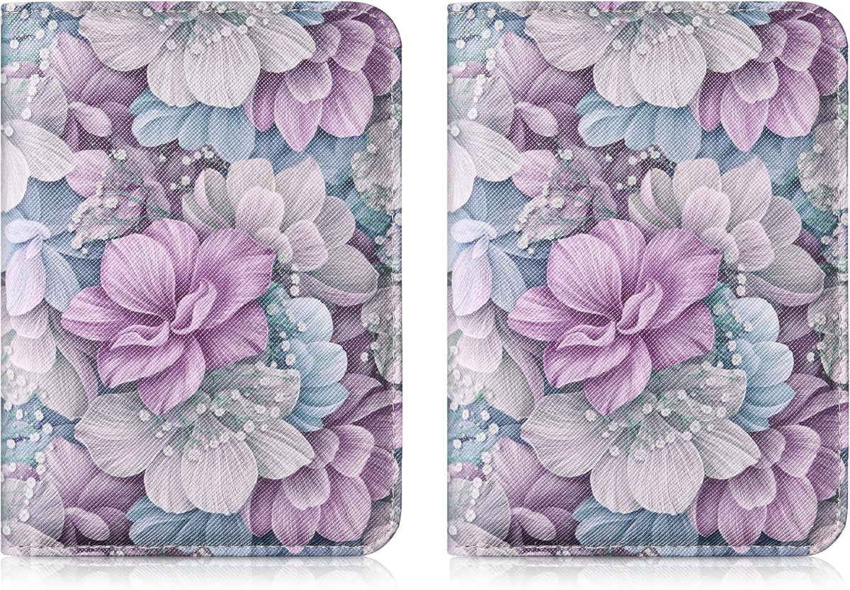Mayski Passport Holder for Travel, Cute Passport Cover for Men and Women, 2 Pack family Passport Wallet, Flowers
