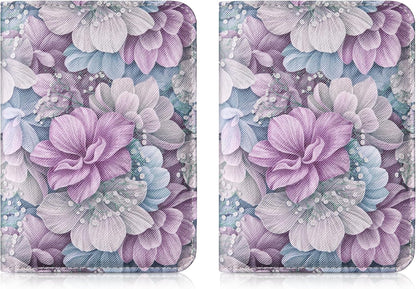 Mayski Passport Holder for Travel, Cute Passport Cover for Men and Women, 2 Pack family Passport Wallet, Flowers