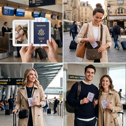 Mayski Passport Holder for Travel, Cute Passport Cover for Men and Women, 2 Pack family Passport Wallet, Flowers