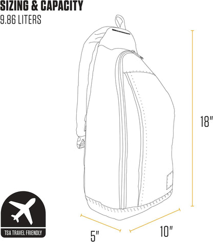 Durable Sling Bag, Crossbody Backpack with Side Release Buckle, Tablet Sleeve and Adjustable Strap, Port