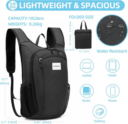 10L Foldable Lightweight Backpack – Packable Travel Daypack for Hiking, Cycling & Everyday Use – Water-Resistant Travel Bag with Multi-Pocket Design for Women & Men(Gray)