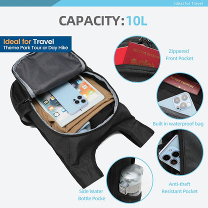 10L Foldable Lightweight Backpack – Packable Travel Daypack for Hiking, Cycling & Everyday Use – Water-Resistant Travel Bag with Multi-Pocket Design for Women & Men(Gray)
