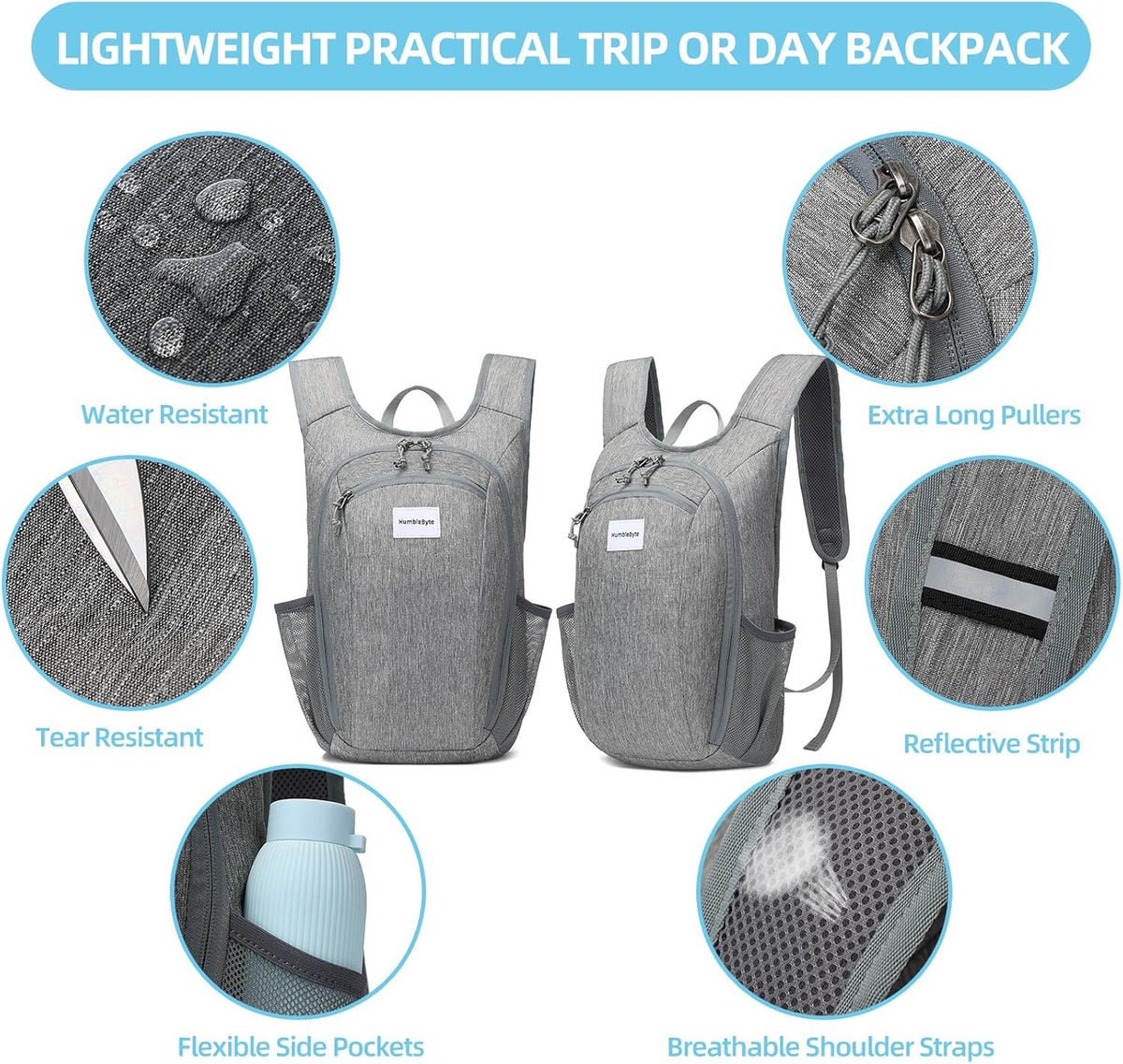 10L Foldable Lightweight Backpack – Packable Travel Daypack for Hiking, Cycling & Everyday Use – Water-Resistant Travel Bag with Multi-Pocket Design for Women & Men(Gray)