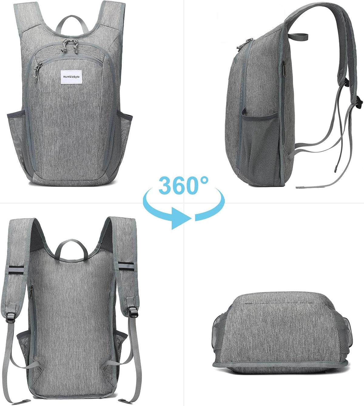 10L Foldable Lightweight Backpack – Packable Travel Daypack for Hiking, Cycling & Everyday Use – Water-Resistant Travel Bag with Multi-Pocket Design for Women & Men(Gray)