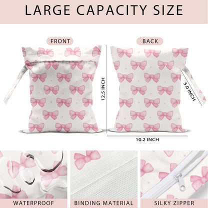 Swimsuit Bag Wet Bags for Travel Reusable Waterproof Bags Bow Wet Bag for Swimsuit Towels Beach Gym 10.2×12.6 Inches