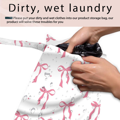 Swimsuit Bag Wet Bags for Travel Reusable Waterproof Bags Bow Wet Bag for Swimsuit Towels Beach Gym 10.2×12.6 Inches