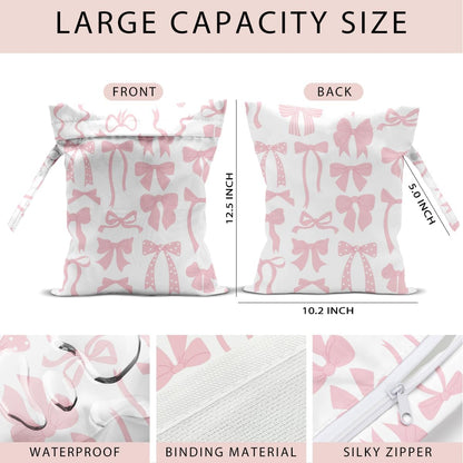 Swimsuit Bag Wet Bags for Travel Reusable Waterproof Bags Bow Wet Bag for Swimsuit Towels Beach Gym 10.2×12.6 Inches
