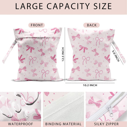 Swimsuit Bag Wet Bags for Travel Reusable Waterproof Bags Bow Wet Bag for Swimsuit Towels Beach Gym 10.2×12.6 Inches