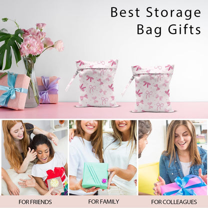 Swimsuit Bag Wet Bags for Travel Reusable Waterproof Bags Bow Wet Bag for Swimsuit Towels Beach Gym 10.2×12.6 Inches