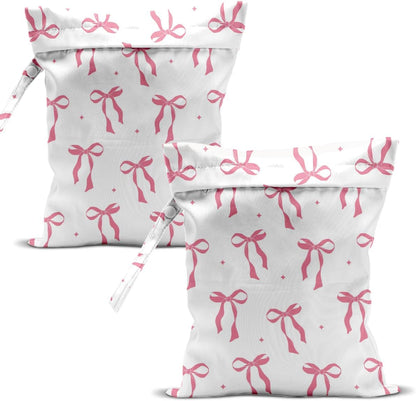 Swimsuit Bag Wet Bags for Travel Reusable Waterproof Bags Bow Wet Bag for Swimsuit Towels Beach Gym 10.2×12.6 Inches