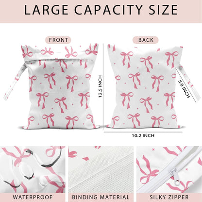 Swimsuit Bag Wet Bags for Travel Reusable Waterproof Bags Bow Wet Bag for Swimsuit Towels Beach Gym 10.2×12.6 Inches