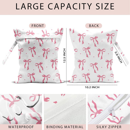 Swimsuit Bag Wet Bags for Travel Reusable Waterproof Bags Bow Wet Bag for Swimsuit Towels Beach Gym 10.2×12.6 Inches