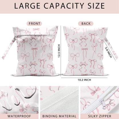 Swimsuit Bag Wet Bags for Travel Reusable Waterproof Bags Bow Wet Bag for Swimsuit Towels Beach Gym 10.2×12.6 Inches