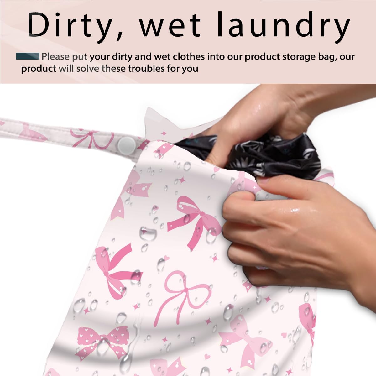 Swimsuit Bag Wet Bags for Travel Reusable Waterproof Bags Bow Wet Bag for Swimsuit Towels Beach Gym 10.2×12.6 Inches