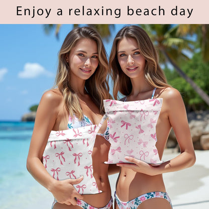 Swimsuit Bag Wet Bags for Travel Reusable Waterproof Bags Bow Wet Bag for Swimsuit Towels Beach Gym 10.2×12.6 Inches