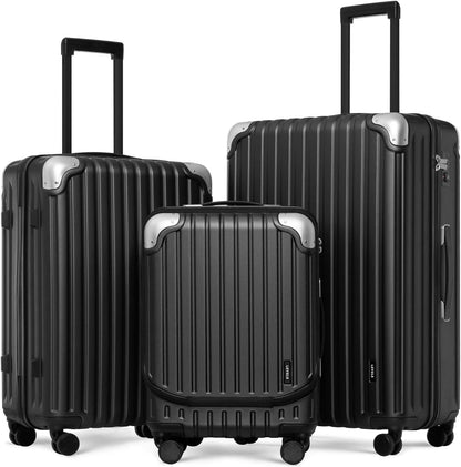 Grace Hard Shell Carry on Luggage with Front Compartment, 20 Inch Expandable Suitcases with Wheels, Lightweight Carry-on Suitcase for Airplane, Tsa Lock, Black