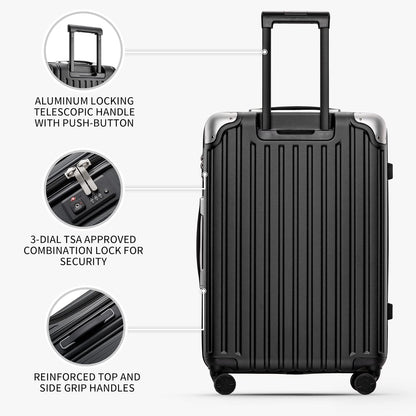 Grace Hard Shell Carry on Luggage with Front Compartment, 20 Inch Expandable Suitcases with Wheels, Lightweight Carry-on Suitcase for Airplane, Tsa Lock, Black